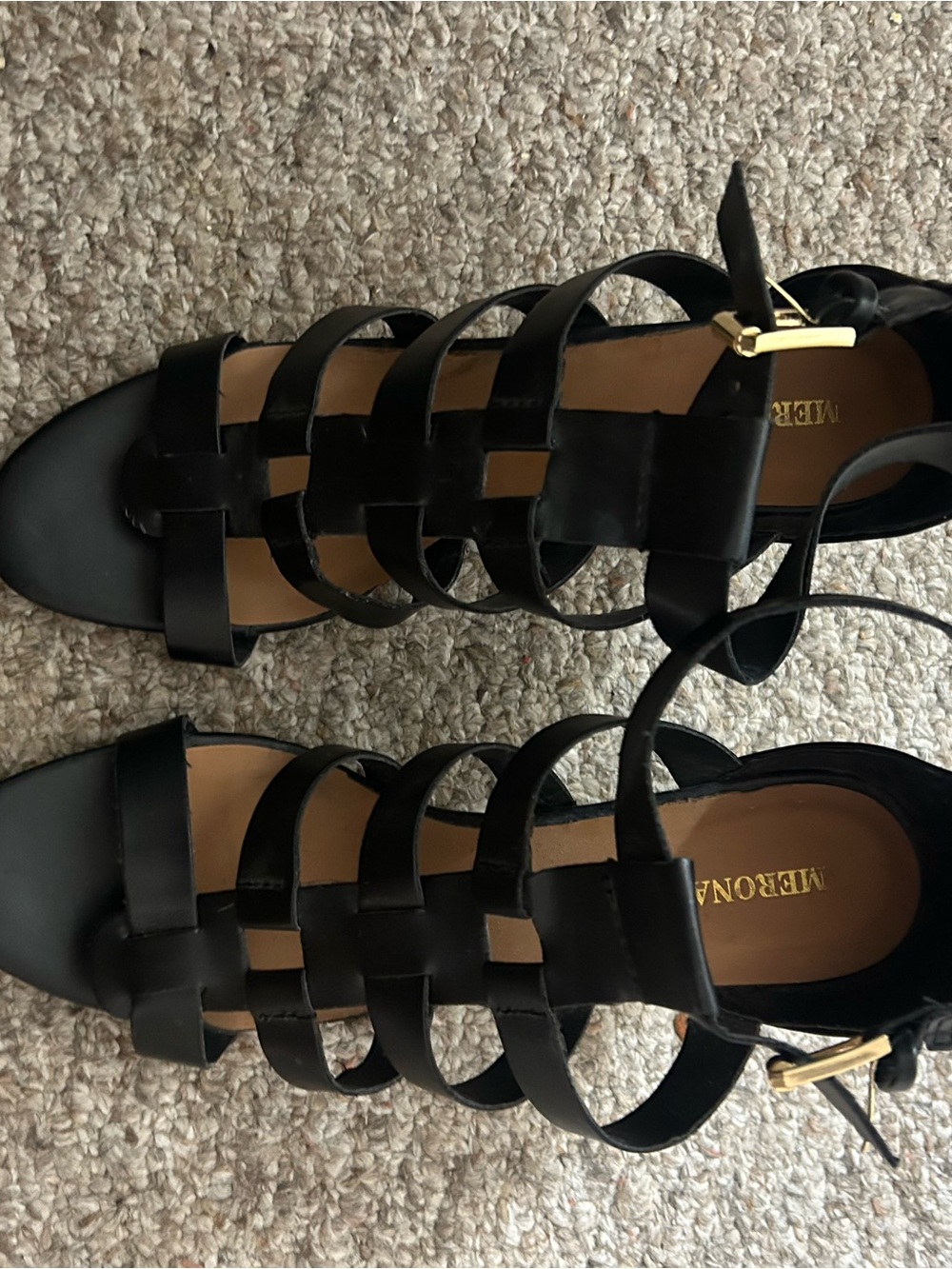 Black Strappy Gladiator Heeled Sandals